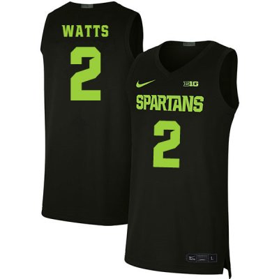 Men Rocket Watts Michigan State Spartans #2 Nike NCAA 2020 Black Authentic College Stitched Basketball Jersey PS50O63MZ